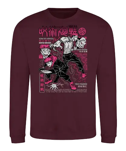 Itadori and Sukuna King of Curses - Sukuna, Yuji Itadori, dark fantasy, jujutsu kaisen art, anime otaku, villain energy, pink aesthetic, shonen battle - Sweatshirt