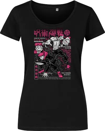Itadori and Sukuna King of Curses - Sukuna, Yuji Itadori, dark fantasy, jujutsu kaisen art, anime otaku, villain energy, pink aesthetic, shonen battle - Damen T-Shirt