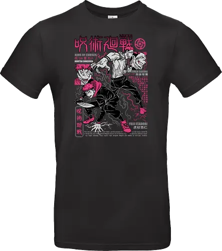 Itadori and Sukuna King of Curses - Sukuna, Yuji Itadori, dark fantasy, jujutsu kaisen art, anime otaku, villain energy, pink aesthetic, shonen battle - Standard T-Shirt