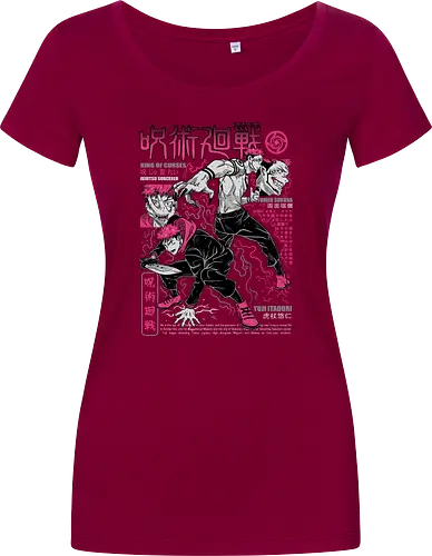 Itadori and Sukuna King of Curses - Sukuna, Yuji Itadori, dark fantasy, jujutsu kaisen art, anime otaku, villain energy, pink aesthetic, shonen battle - Damen T-Shirt
