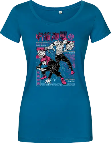 Itadori and Sukuna King of Curses - Sukuna, Yuji Itadori, dark fantasy, jujutsu kaisen art, anime otaku, villain energy, pink aesthetic, shonen battle - Damen T-Shirt