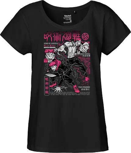 Itadori and Sukuna King of Curses - Sukuna, Yuji Itadori, dark fantasy, jujutsu kaisen art, anime otaku, villain energy, pink aesthetic, shonen battle - Fairtrade Girl Shirt