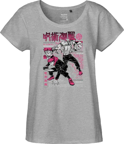 Itadori and Sukuna King of Curses - Sukuna, Yuji Itadori, dark fantasy, jujutsu kaisen art, anime otaku, villain energy, pink aesthetic, shonen battle - Fairtrade Girl Shirt