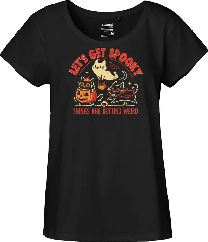 Get Spooky - Halloween Cats - halloween, cats, spooky, vampire, ghost, pumpkin, horror, trick or treat, weird, retro vintage, funny cats, gothic, cute - Fairtrade Girl Shirt