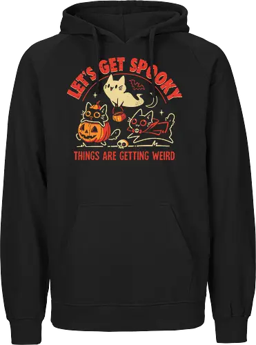 Get Spooky - Halloween Cats - halloween, cats, spooky, vampire, ghost, pumpkin, horror, trick or treat, weird, retro vintage, funny cats, gothic, cute - Fairtrade Hoodie