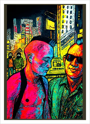 Wild Side - cyberpunk, street art, night life - Kunstdruck
