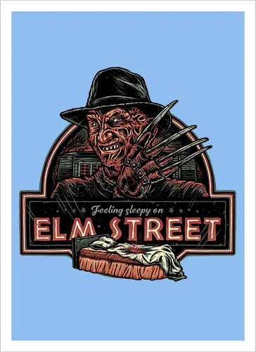 Sleepy on Elm Street - Horror, Halloween, movie, horror movie, villain, classic movie - Kunstdruck