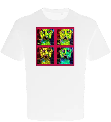 4Dackel Retro Warhol - Pop Art, Street Art, Andy Warhol Style, Neon Art, Bunt, Psychedelisch, Retro, Comic Style, Dackel, Dachshund, Hund, Weimaraner, Jagdhund, Dog, Hundekopf, Haustier, Vierbeiner - Oversize T-Shirt