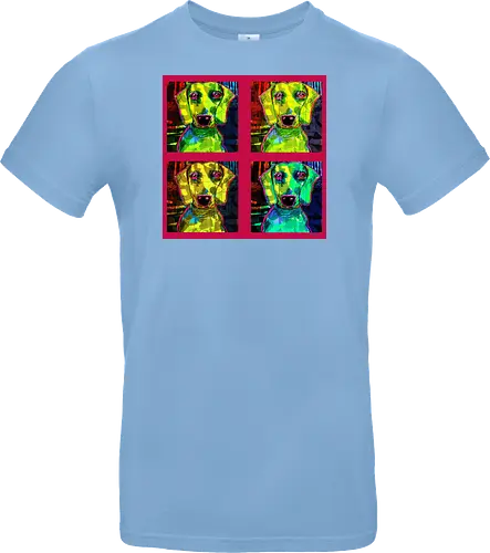 4Dackel Retro Warhol - Pop Art, Street Art, Andy Warhol Style, Neon Art, Bunt, Psychedelisch, Retro, Comic Style, Dackel, Dachshund, Hund, Weimaraner, Jagdhund, Dog, Hundekopf, Haustier, Vierbeiner - Standard T-Shirt