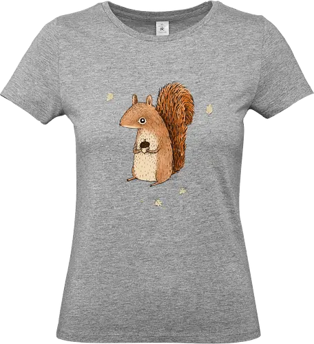 Oranges Eichhörnchen Hält Eichel Herbstblätter Flauschiger Schwanz - oranges Herbst Eichhörnchen, voluminöser flammender Schwanz, Eichel zwischen Pfoten, handgefertigte Skizze Illustration, trockene Herbstblätter Szenerie, braunes beiges Bauch Eichhörnchen, süße Herbst Tier Kunst, Waldtier Druck, Herbst Liebhaber Geschenk, Herbst Eichhörnchen Shirt, ausdrucksstarke große Augen Eichhörnchen, Bleistift Fell Textur Kunst, Herbst Wald Tier Kunst, entschlossenes süßes Eichhörnchen, Herbst Fauna Illustration - Standard T-Shirt (Frauen)