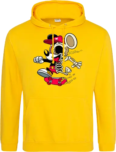 Skelett-Skater-Maus – Neon Streetwear Horror Cartoon Kunst - Pop Art Skate Horror, Maus Charakter Horror, Cartoon Skelett Streetwear, Skelett Skate Maus, Cartoon Horror Streetwear, rote Mütze Skelett, hypnotisches Auge Cartoon, Underground Skate Horror Kunst, schmelzende Neon Maus, Mickey Mouse horror, Mickey Mouse skeleton, Disney skate art, Mickey Mouse freaky, Disney horror geek, Geek Skate Horror Druck, Zombie Cartoon Skater, blauer Hintergrund Cartoon Horror, alternative Skate Kunst, dunkler urbaner Skate Cartoon, urbaner Neon Horror Druck - Standard Hoodie