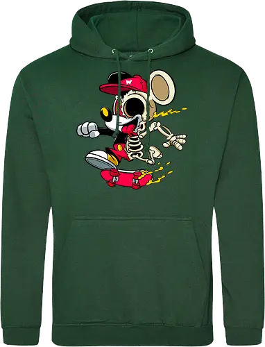 Skelett-Skater-Maus – Neon Streetwear Horror Cartoon Kunst - Pop Art Skate Horror, Maus Charakter Horror, Cartoon Skelett Streetwear, Skelett Skate Maus, Cartoon Horror Streetwear, rote Mütze Skelett, hypnotisches Auge Cartoon, Underground Skate Horror Kunst, schmelzende Neon Maus, Mickey Mouse horror, Mickey Mouse skeleton, Disney skate art, Mickey Mouse freaky, Disney horror geek, Geek Skate Horror Druck, Zombie Cartoon Skater, blauer Hintergrund Cartoon Horror, alternative Skate Kunst, dunkler urbaner Skate Cartoon, urbaner Neon Horror Druck - Standard Hoodie