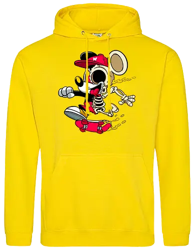Skelett-Skater-Maus – Neon Streetwear Horror Cartoon Kunst - Pop Art Skate Horror, Maus Charakter Horror, Cartoon Skelett Streetwear, Skelett Skate Maus, Cartoon Horror Streetwear, rote Mütze Skelett, hypnotisches Auge Cartoon, Underground Skate Horror Kunst, schmelzende Neon Maus, Mickey Mouse horror, Mickey Mouse skeleton, Disney skate art, Mickey Mouse freaky, Disney horror geek, Geek Skate Horror Druck, Zombie Cartoon Skater, blauer Hintergrund Cartoon Horror, alternative Skate Kunst, dunkler urbaner Skate Cartoon, urbaner Neon Horror Druck - Standard Hoodie