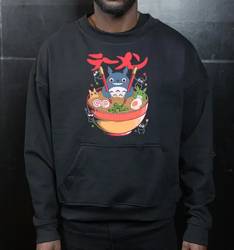 Ramen Friends - ramen, japanese, japan, anime, fantasy, cute, noodles, food, cartoon, kawaii, nostalgia, otaku, culture, oriental, creature, friends, playful, colorful, illustration, geek - Cropped Sweatshirt