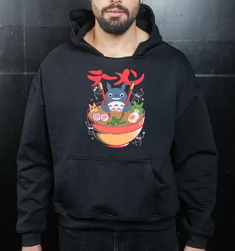 Ramen Friends - ramen, japanese, japan, anime, fantasy, cute, noodles, food, cartoon, kawaii, nostalgia, otaku, culture, oriental, creature, friends, playful, colorful, illustration, geek - Cropped Hoodie