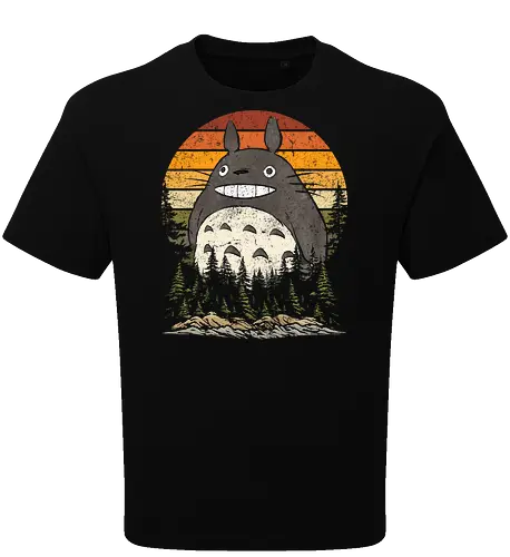 Autumn with my neighbor vintage - anime, manga, japan, retro, vintage, miyazaki, fall, autumn, cat, seasons, halloween - Oversize T-Shirt