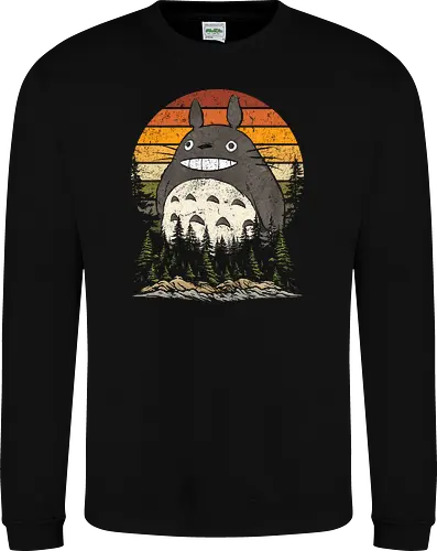 Autumn with my neighbor vintage - anime, manga, japan, retro, vintage, miyazaki, fall, autumn, cat, seasons, halloween - Sweatshirt