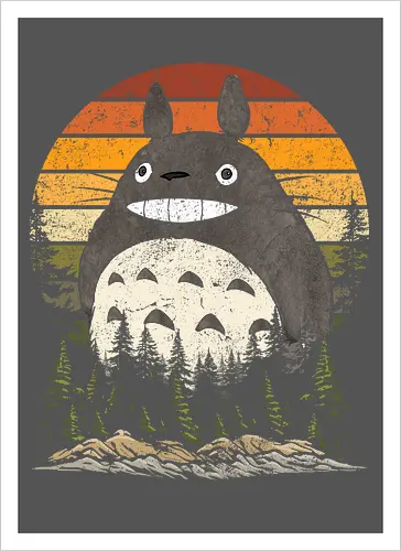 Autumn with my neighbor vintage - anime, manga, japan, retro, vintage, miyazaki, fall, autumn, cat, seasons, halloween - Kunstdruck