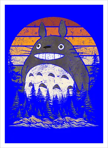 Autumn with my neighbor vintage - anime, manga, japan, retro, vintage, miyazaki, fall, autumn, cat, seasons, halloween - Kunstdruck