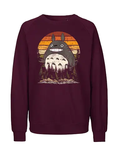 Autumn with my neighbor vintage - anime, manga, japan, retro, vintage, miyazaki, fall, autumn, cat, seasons, halloween - Fairtrade Sweatshirt