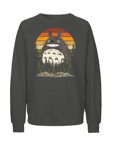 Autumn with my neighbor vintage - anime, manga, japan, retro, vintage, miyazaki, fall, autumn, cat, seasons, halloween - Fairtrade Sweatshirt