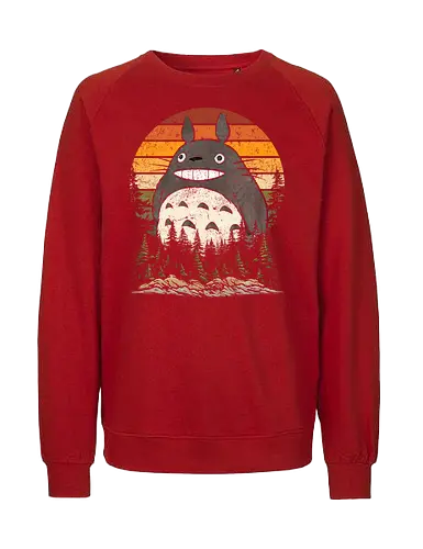 Autumn with my neighbor vintage - anime, manga, japan, retro, vintage, miyazaki, fall, autumn, cat, seasons, halloween - Fairtrade Sweatshirt