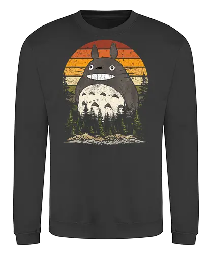 Autumn with my neighbor vintage - anime, manga, japan, retro, vintage, miyazaki, fall, autumn, cat, seasons, halloween - Sweatshirt