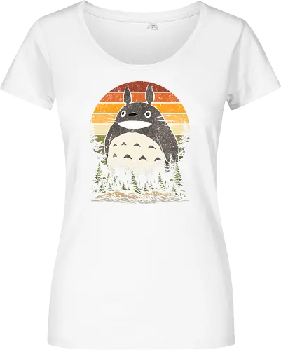 Autumn with my neighbor vintage - anime, manga, japan, retro, vintage, miyazaki, fall, autumn, cat, seasons, halloween - Damen T-Shirt