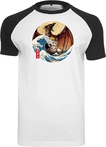 The Great Fire Pteranodon off Kanagawa - Raglan T-Shirt