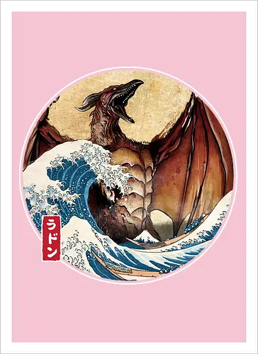 The Great Fire Pteranodon off Kanagawa - Kunstdruck