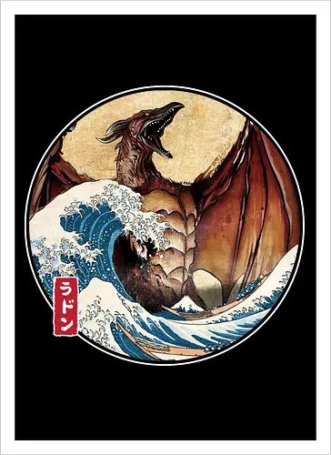 The Great Fire Pteranodon off Kanagawa - Kunstdruck