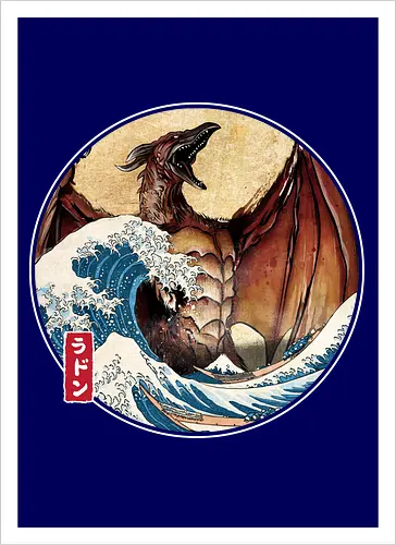 The Great Fire Pteranodon off Kanagawa - Kunstdruck