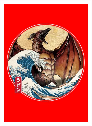 The Great Fire Pteranodon off Kanagawa - Kunstdruck