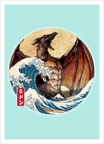 The Great Fire Pteranodon off Kanagawa - Kunstdruck