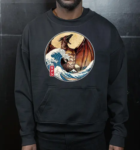 The Great Fire Pteranodon off Kanagawa - Cropped Sweatshirt