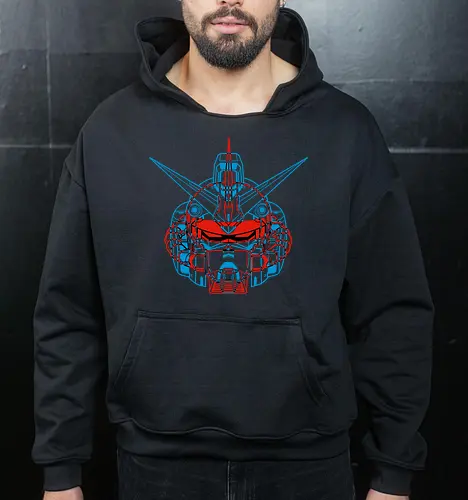 Mecha Anaglyph - Cropped Hoodie