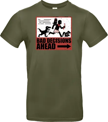 Dungeon Crawler Bad Decisions - Chaos, Velociraptor, Dinosaur, Bad Decisions, Destroy, Plan, Nerd, Geek, Fantasy, Adventure, Rpg, Litrpg, Book, Books, Bookworm, Science Fantasy, Science Fiction, Scifi, Cat, Pet, Carl, Funny, Post-apocalyptic, Apocalypse, Post Apocalyptic, Apocalyptic Cats, Postapocalypse, Post-apocalypse, Poster, Action, Punk, Explosion, Explosive, Books, Book, Crawler, Dungeon Crawler, Geometric, Anarchy, Anarchist, Sign - Standard T-Shirt