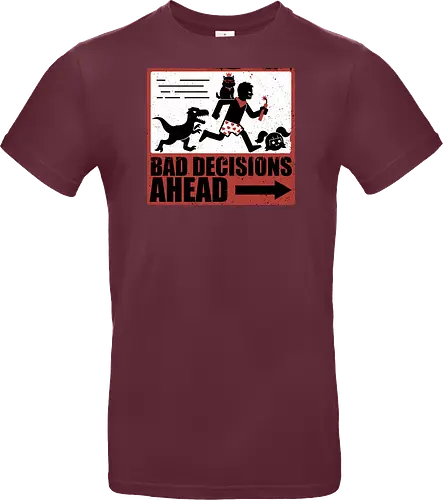 Dungeon Crawler Bad Decisions - Chaos, Velociraptor, Dinosaur, Bad Decisions, Destroy, Plan, Nerd, Geek, Fantasy, Adventure, Rpg, Litrpg, Book, Books, Bookworm, Science Fantasy, Science Fiction, Scifi, Cat, Pet, Carl, Funny, Post-apocalyptic, Apocalypse, Post Apocalyptic, Apocalyptic Cats, Postapocalypse, Post-apocalypse, Poster, Action, Punk, Explosion, Explosive, Books, Book, Crawler, Dungeon Crawler, Geometric, Anarchy, Anarchist, Sign - Standard T-Shirt