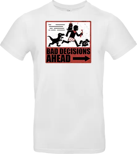 Dungeon Crawler Bad Decisions - Chaos, Velociraptor, Dinosaur, Bad Decisions, Destroy, Plan, Nerd, Geek, Fantasy, Adventure, Rpg, Litrpg, Book, Books, Bookworm, Science Fantasy, Science Fiction, Scifi, Cat, Pet, Carl, Funny, Post-apocalyptic, Apocalypse, Post Apocalyptic, Apocalyptic Cats, Postapocalypse, Post-apocalypse, Poster, Action, Punk, Explosion, Explosive, Books, Book, Crawler, Dungeon Crawler, Geometric, Anarchy, Anarchist, Sign - Standard T-Shirt