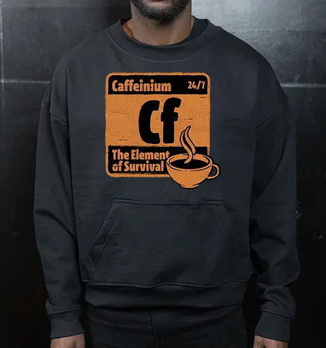 Element of Coffee - Science, Scientist, Sciencific, Science Art, Scientists, Science Humor, Chemistry, Chemistry Joke, Chemistry Humor, Biology, Coffee, Coffee Shop, Coffee Time, Coffee Cup, Coffee Addict, Science Joke, Funny Science, Retro Science, Sarcastic Science, Vintage Science, Funny Science Quote, Periodic Table, Periodic Table Joke, Periodic Table Parody, Stem, Humor, Joke, Fun, Funny, Sarcasm, Sarcastic, Irony, Ironic, Research, Physics - Cropped Sweatshirt