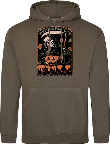 Grim Reaper Autumn - Pain, Halloween, Halloween Design, Halloween Art, Halloween Aesthetic, Halloween Pumpkin, Halloween Vibes, Spooky, Spooky Season, Creepy, Scary, Scary Art, Pumpkins, Pumpkin, Skeleton, Skull, Dark, Horror, Horror Stories, Fright, Creature, Autumn, Autumn Leaves, Autumn Vibes, Autumn Season, Fall, Fall Leaves, Fall Vibes, Leaves, Leaf, Pumpkin Season, Fun, Funny, Dark Humor, Humor, Sarcastic, Sarcasm, Irony, Dread, Existential Dread. Laugh, Laughing, Nihilist Humor, Nihilist, Relatable - Standard Hoodie