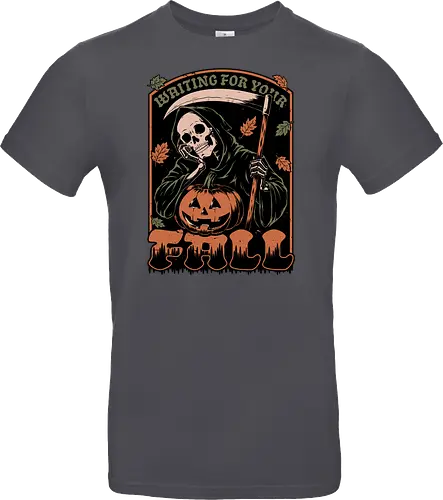 Grim Reaper Autumn - Pain, Halloween, Halloween Design, Halloween Art, Halloween Aesthetic, Halloween Pumpkin, Halloween Vibes, Spooky, Spooky Season, Creepy, Scary, Scary Art, Pumpkins, Pumpkin, Skeleton, Skull, Dark, Horror, Horror Stories, Fright, Creature, Autumn, Autumn Leaves, Autumn Vibes, Autumn Season, Fall, Fall Leaves, Fall Vibes, Leaves, Leaf, Pumpkin Season, Fun, Funny, Dark Humor, Humor, Sarcastic, Sarcasm, Irony, Dread, Existential Dread. Laugh, Laughing, Nihilist Humor, Nihilist, Relatable - Standard T-Shirt
