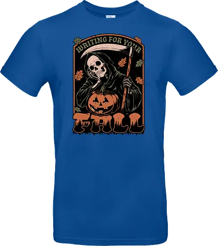Grim Reaper Autumn - Pain, Halloween, Halloween Design, Halloween Art, Halloween Aesthetic, Halloween Pumpkin, Halloween Vibes, Spooky, Spooky Season, Creepy, Scary, Scary Art, Pumpkins, Pumpkin, Skeleton, Skull, Dark, Horror, Horror Stories, Fright, Creature, Autumn, Autumn Leaves, Autumn Vibes, Autumn Season, Fall, Fall Leaves, Fall Vibes, Leaves, Leaf, Pumpkin Season, Fun, Funny, Dark Humor, Humor, Sarcastic, Sarcasm, Irony, Dread, Existential Dread. Laugh, Laughing, Nihilist Humor, Nihilist, Relatable - Standard T-Shirt