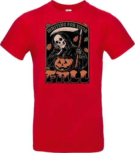 Grim Reaper Autumn - Pain, Halloween, Halloween Design, Halloween Art, Halloween Aesthetic, Halloween Pumpkin, Halloween Vibes, Spooky, Spooky Season, Creepy, Scary, Scary Art, Pumpkins, Pumpkin, Skeleton, Skull, Dark, Horror, Horror Stories, Fright, Creature, Autumn, Autumn Leaves, Autumn Vibes, Autumn Season, Fall, Fall Leaves, Fall Vibes, Leaves, Leaf, Pumpkin Season, Fun, Funny, Dark Humor, Humor, Sarcastic, Sarcasm, Irony, Dread, Existential Dread. Laugh, Laughing, Nihilist Humor, Nihilist, Relatable - Standard T-Shirt