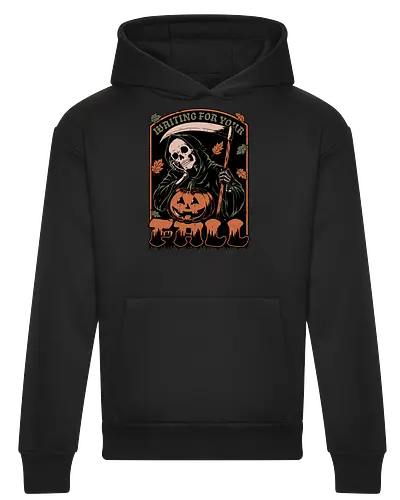 Grim Reaper Autumn - Pain, Halloween, Halloween Design, Halloween Art, Halloween Aesthetic, Halloween Pumpkin, Halloween Vibes, Spooky, Spooky Season, Creepy, Scary, Scary Art, Pumpkins, Pumpkin, Skeleton, Skull, Dark, Horror, Horror Stories, Fright, Creature, Autumn, Autumn Leaves, Autumn Vibes, Autumn Season, Fall, Fall Leaves, Fall Vibes, Leaves, Leaf, Pumpkin Season, Fun, Funny, Dark Humor, Humor, Sarcastic, Sarcasm, Irony, Dread, Existential Dread. Laugh, Laughing, Nihilist Humor, Nihilist, Relatable - Heavyweight Hoodie