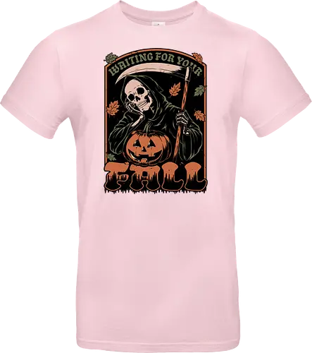Grim Reaper Autumn - Pain, Halloween, Halloween Design, Halloween Art, Halloween Aesthetic, Halloween Pumpkin, Halloween Vibes, Spooky, Spooky Season, Creepy, Scary, Scary Art, Pumpkins, Pumpkin, Skeleton, Skull, Dark, Horror, Horror Stories, Fright, Creature, Autumn, Autumn Leaves, Autumn Vibes, Autumn Season, Fall, Fall Leaves, Fall Vibes, Leaves, Leaf, Pumpkin Season, Fun, Funny, Dark Humor, Humor, Sarcastic, Sarcasm, Irony, Dread, Existential Dread. Laugh, Laughing, Nihilist Humor, Nihilist, Relatable - Standard T-Shirt