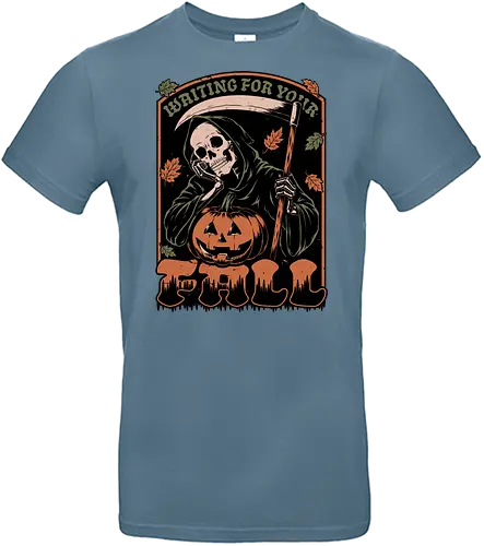 Grim Reaper Autumn - Pain, Halloween, Halloween Design, Halloween Art, Halloween Aesthetic, Halloween Pumpkin, Halloween Vibes, Spooky, Spooky Season, Creepy, Scary, Scary Art, Pumpkins, Pumpkin, Skeleton, Skull, Dark, Horror, Horror Stories, Fright, Creature, Autumn, Autumn Leaves, Autumn Vibes, Autumn Season, Fall, Fall Leaves, Fall Vibes, Leaves, Leaf, Pumpkin Season, Fun, Funny, Dark Humor, Humor, Sarcastic, Sarcasm, Irony, Dread, Existential Dread. Laugh, Laughing, Nihilist Humor, Nihilist, Relatable - Standard T-Shirt