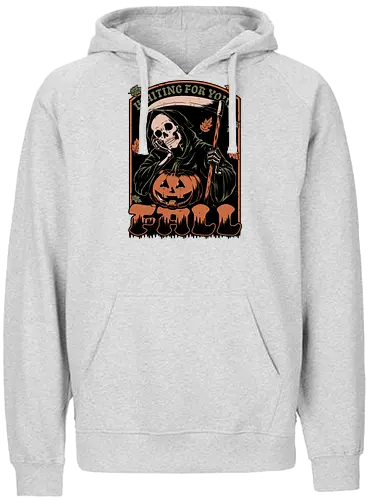 Grim Reaper Autumn - Pain, Halloween, Halloween Design, Halloween Art, Halloween Aesthetic, Halloween Pumpkin, Halloween Vibes, Spooky, Spooky Season, Creepy, Scary, Scary Art, Pumpkins, Pumpkin, Skeleton, Skull, Dark, Horror, Horror Stories, Fright, Creature, Autumn, Autumn Leaves, Autumn Vibes, Autumn Season, Fall, Fall Leaves, Fall Vibes, Leaves, Leaf, Pumpkin Season, Fun, Funny, Dark Humor, Humor, Sarcastic, Sarcasm, Irony, Dread, Existential Dread. Laugh, Laughing, Nihilist Humor, Nihilist, Relatable - Fairtrade Hoodie