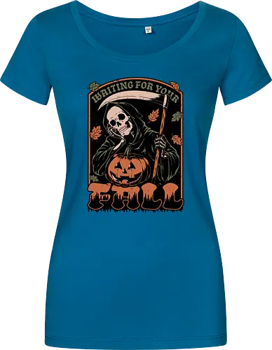 Grim Reaper Autumn - Pain, Halloween, Halloween Design, Halloween Art, Halloween Aesthetic, Halloween Pumpkin, Halloween Vibes, Spooky, Spooky Season, Creepy, Scary, Scary Art, Pumpkins, Pumpkin, Skeleton, Skull, Dark, Horror, Horror Stories, Fright, Creature, Autumn, Autumn Leaves, Autumn Vibes, Autumn Season, Fall, Fall Leaves, Fall Vibes, Leaves, Leaf, Pumpkin Season, Fun, Funny, Dark Humor, Humor, Sarcastic, Sarcasm, Irony, Dread, Existential Dread. Laugh, Laughing, Nihilist Humor, Nihilist, Relatable - Damen T-Shirt