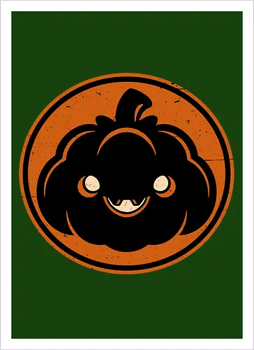 Halloween Spooky Pumpkin - Halloween, Halloween Design, Halloween Art, Halloween Aesthetic, Halloween Pumpkin, Halloween Vibes, Spooky, Spooky Season, Creepy, Scary, Scary Art, Pumpkins, Pumpkin, Dark, Horror, Horror Stories, Fright, Autumn, Autumn Leaves, Autumn Vibes, Autumn Season, Pumpkin Season, Cute, Smile, Smiling - Kunstdruck
